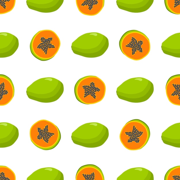 Vector illustratie over het thema grote gekleurde naadloze papaya