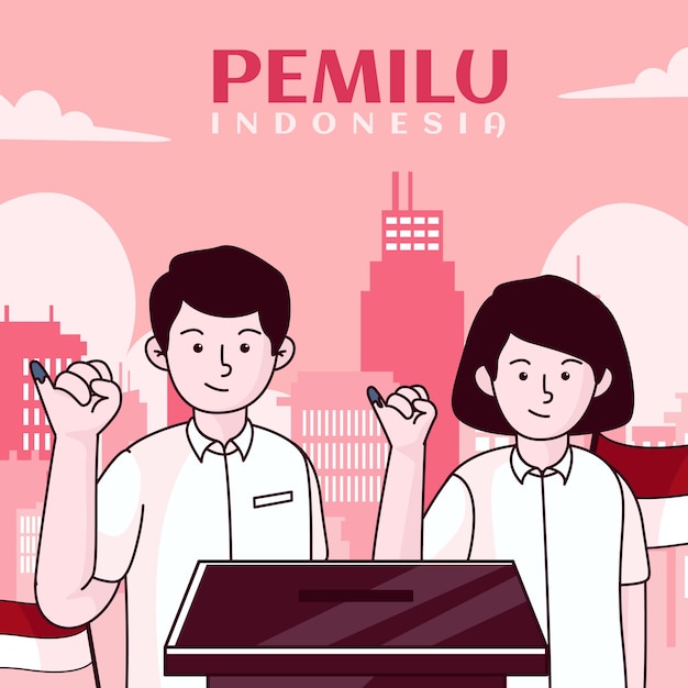 Vector illustratie pemilu indonesië