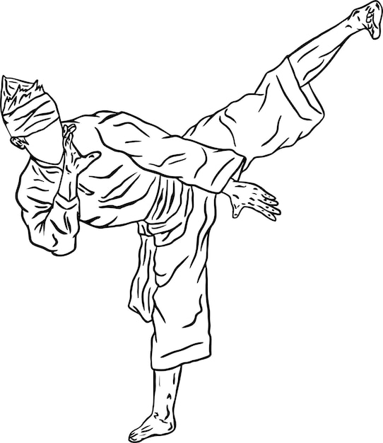 illustratie pencak silat vechter vector