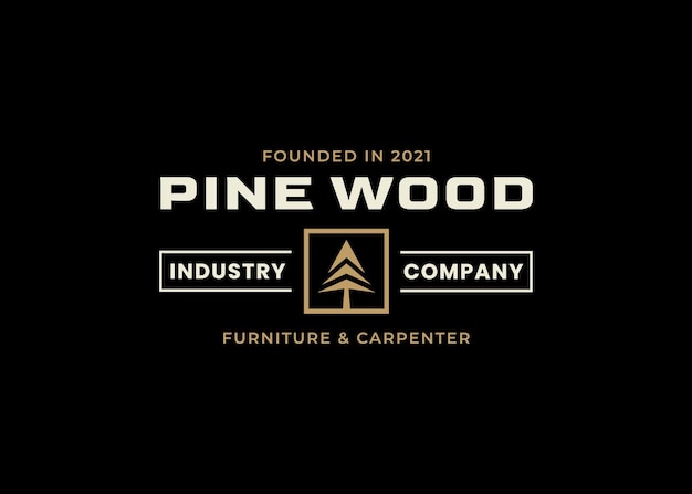Illustratie Pine tree groenblijvende spar hemlockspar conifer ceder lijntekeningen Logo ontwerp.