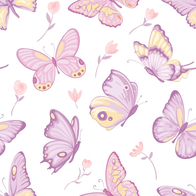 Illustratie Prachtige vlinder en bloem botanische blad naadloze patroon voor liefde bruiloft Valentijnsdag of arrangement uitnodiging ontwerp wenskaart