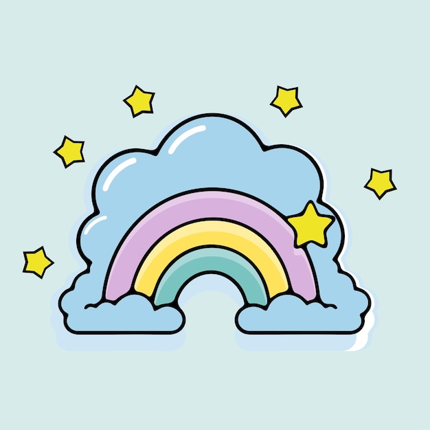 illustratie regenboog met wolken vector icoon