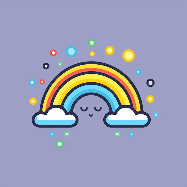 illustratie regenboog met wolken vector icoon