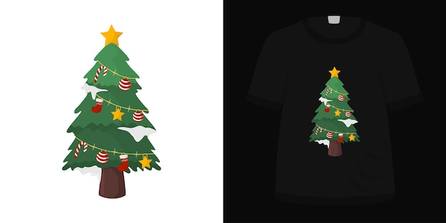 Illustratie schattige kerstboom voor t-shirtontwerp