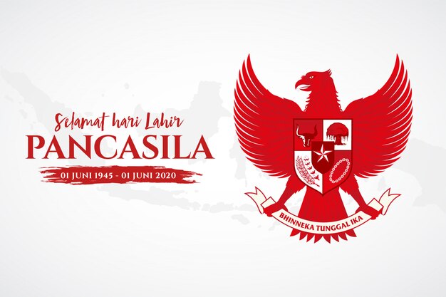 Illustratie. selamat hari lahir pancasila. vertaling: fijne pancasila-dag. .