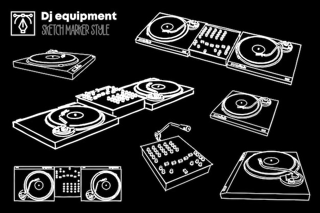 Illustratie set dj-apparatuur