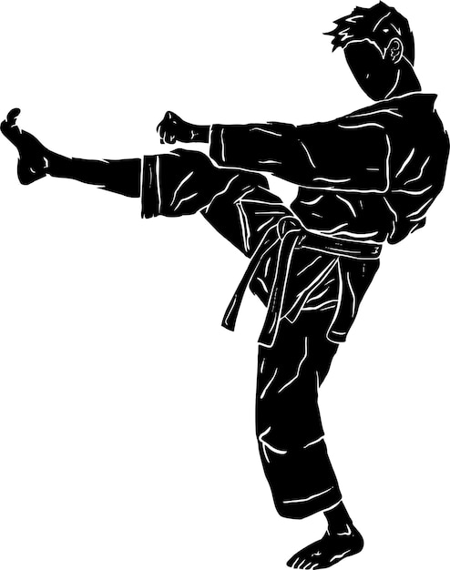 illustratie silhouet van karateka