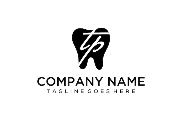 Illustratie silhouet van tanden met letter TP logo ontwerp