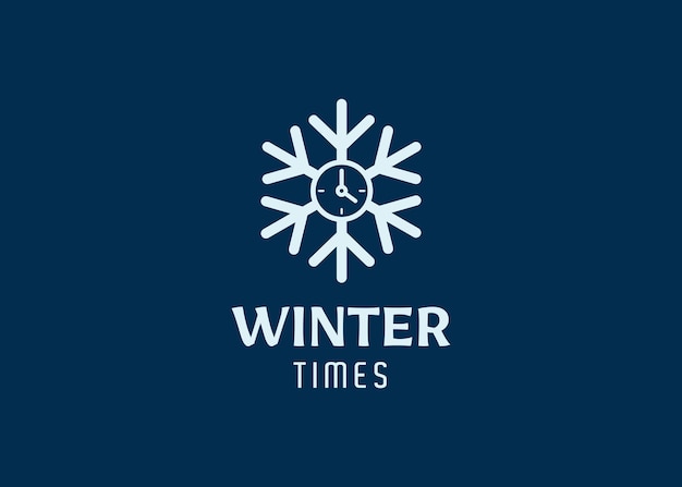 Illustratie Sneeuwvlok koud ijs met Times klok logo ontwerpconcept