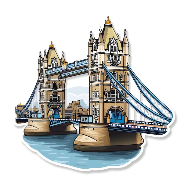 Illustratie sticker van de Tower Bridge op een witte achtergrond