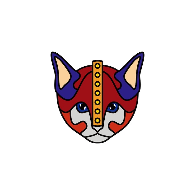 Illustratie super held kat met helm vector ontwerp logo karakter mascotte
