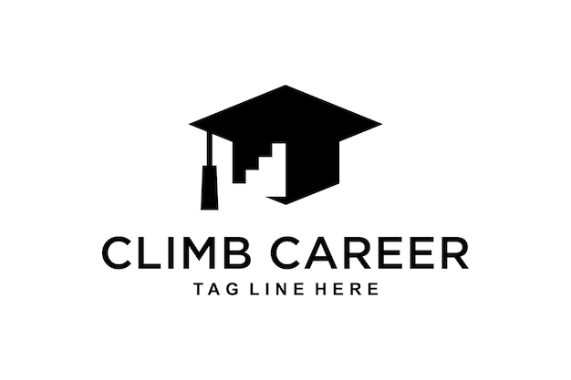 Illustratie teken onderwijs carrière met vrijgezel hoeden en ladders logo ontwerp