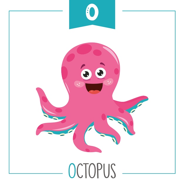 Illustratie van alfabet letter o en octopus