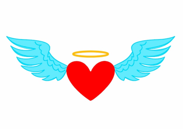 Vector illustratie van angel heart en wings geïsoleerd op een witte achtergrond
