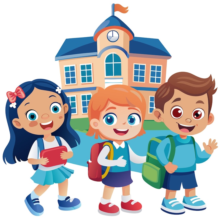 Vector illustratie van back-to-school cartoon personages