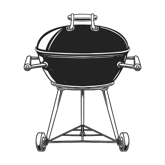 Illustratie van bbq-grill in gravurestijl geïsoleerd op witte achtergrond ontwerpelement voor poster kaart banner teken embleem vector afbeelding