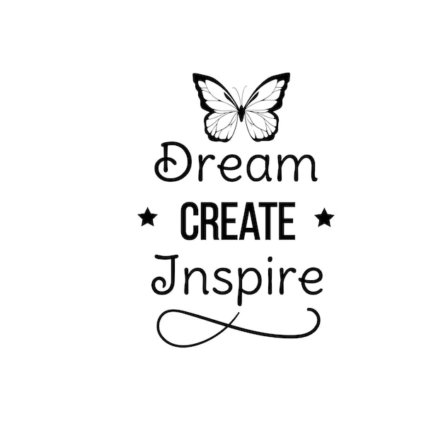 illustratie van belettering in vector Dream Create Inspire