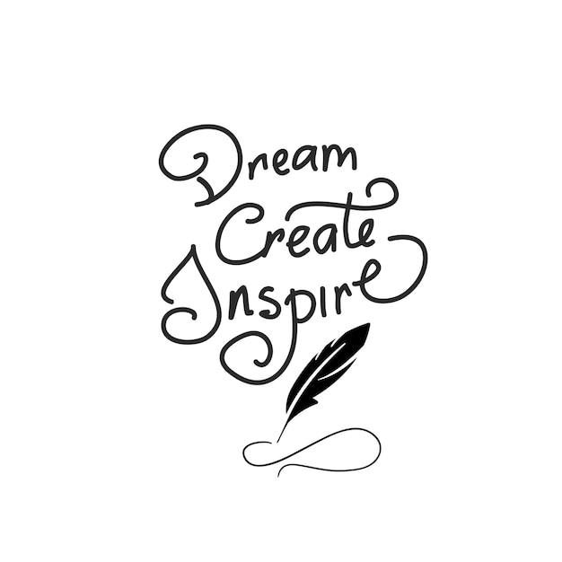 Vector illustratie van belettering in vector dream create inspire