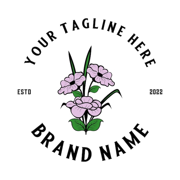 illustratie van bloemen, bladeren en twijgen logo-ontwerp