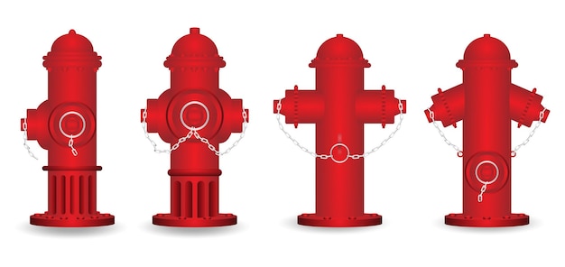 illustratie van brandkraan set met rode pijpen geïsoleerd