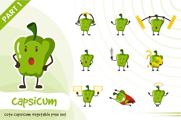 Illustratie Van Capsicum Plantaardige Set