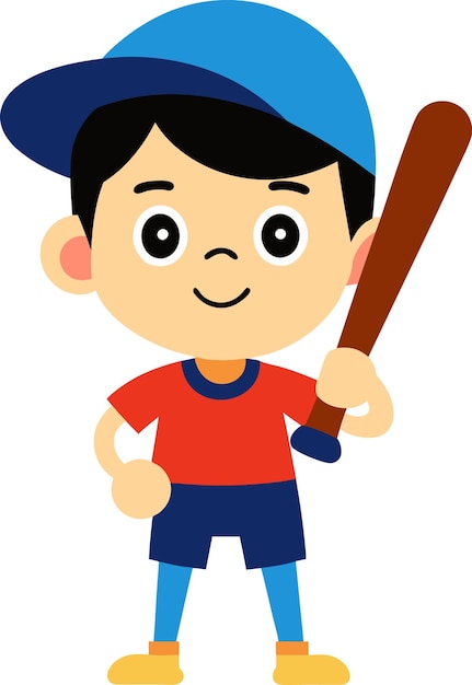 Illustratie van Cartoon kids sport personage met vleermuis vector