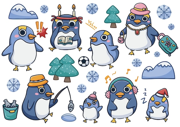Vector illustratie van cartoon pinguïn