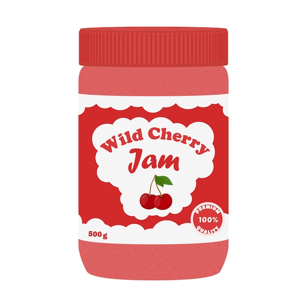 Illustratie van cherry jam in glazen pot