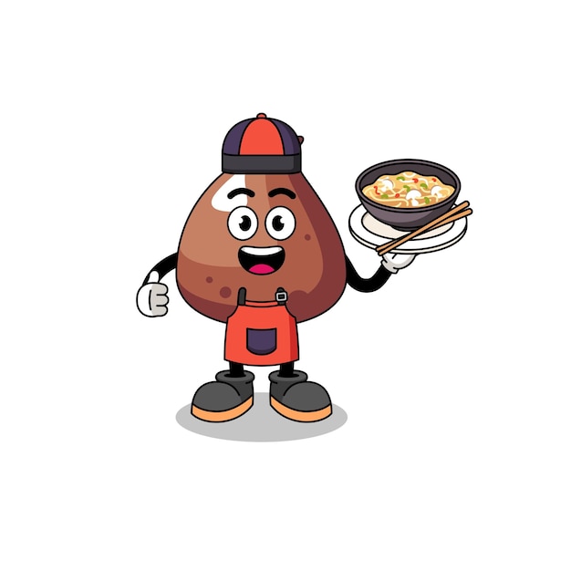 Vector illustratie van choco-chip als aziatische chef-kok