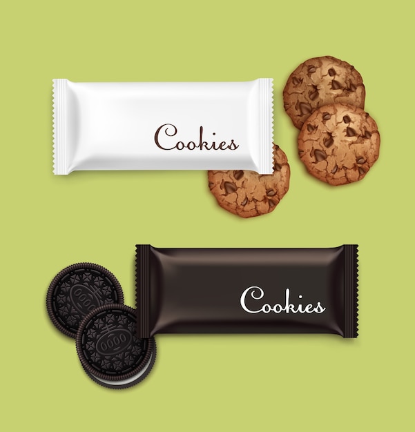 illustratie van chocoladeschilferkoekjes met room vulling geïsoleerd op een witte achtergrond