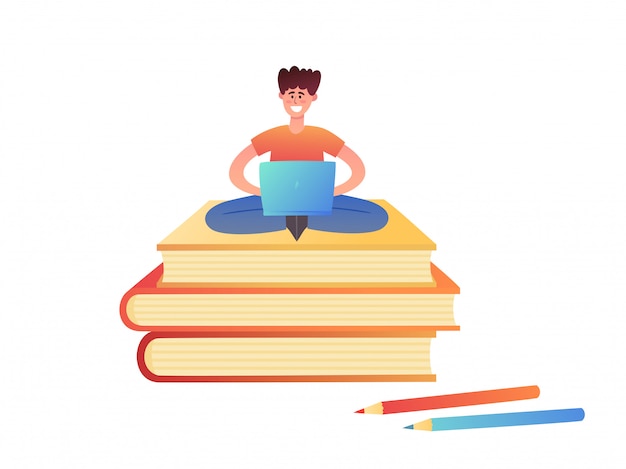 illustratie van concept online onderwijs op wit wordt geïsoleerd.