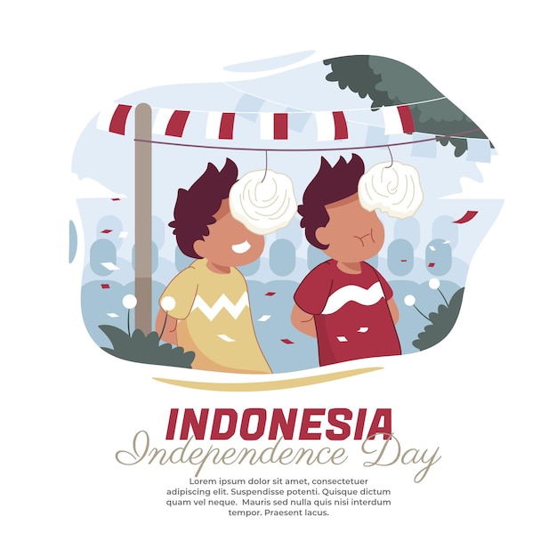 Illustratie van cracker-eetwedstrijd op indonesische onafhankelijkheidsdag hari