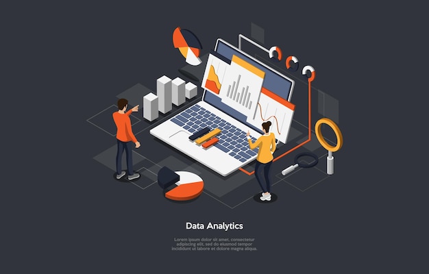 Illustratie van Data Analytics, Info Checkup Concept.