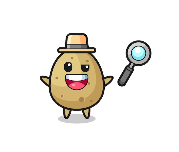 Illustratie van de aardappelmascotte als detective die een zaak weet op te lossen