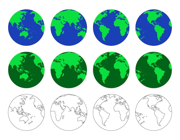 Vector illustratie van de aarde in variatiehoeken