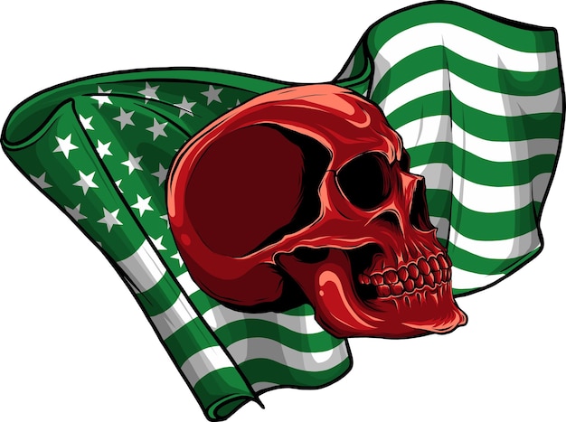 Vector illustratie van de amerikaanse vlag met schedel