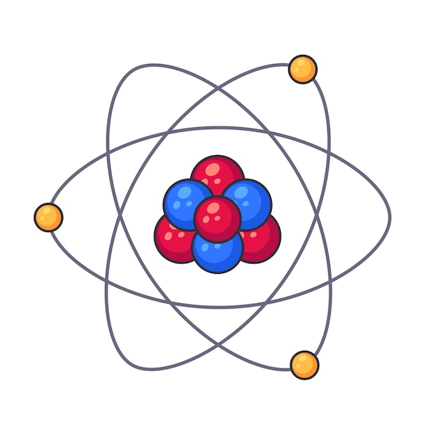 Vector illustratie van de atomaire structuur bestaande uit protonen, neutronen en elektronen