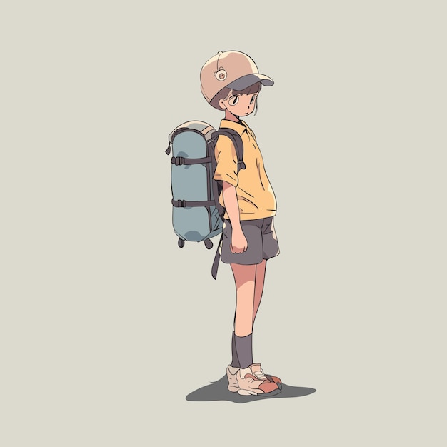 Vector illustratie van de avonturen van een schattige backpacker