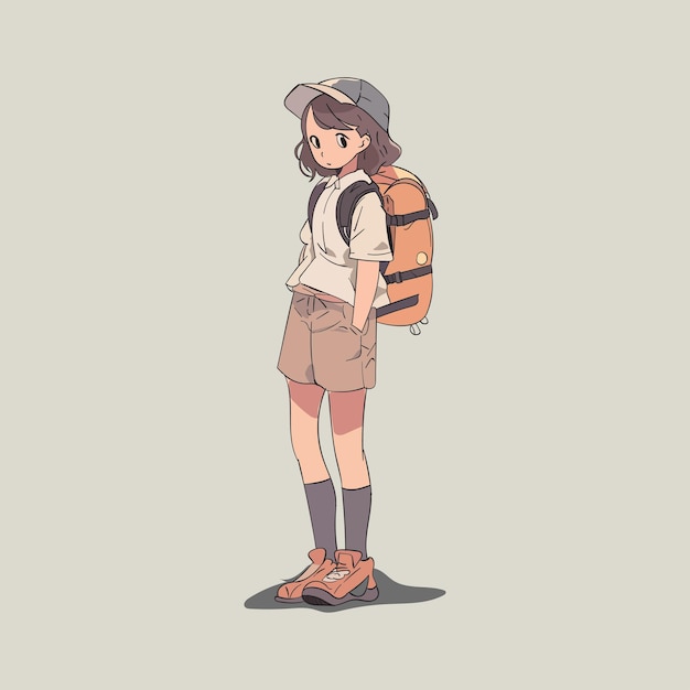 Vector illustratie van de avonturen van een schattige backpacker