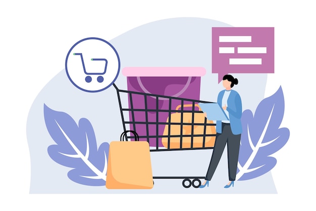 Illustratie van de benaming van E Commerce Flat