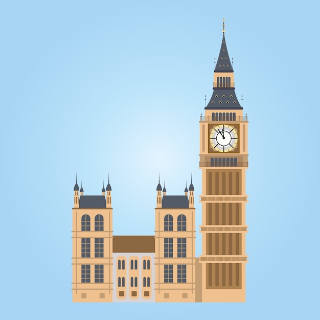 Illustratie van de Big Ben Tower, Londen. Big Ben