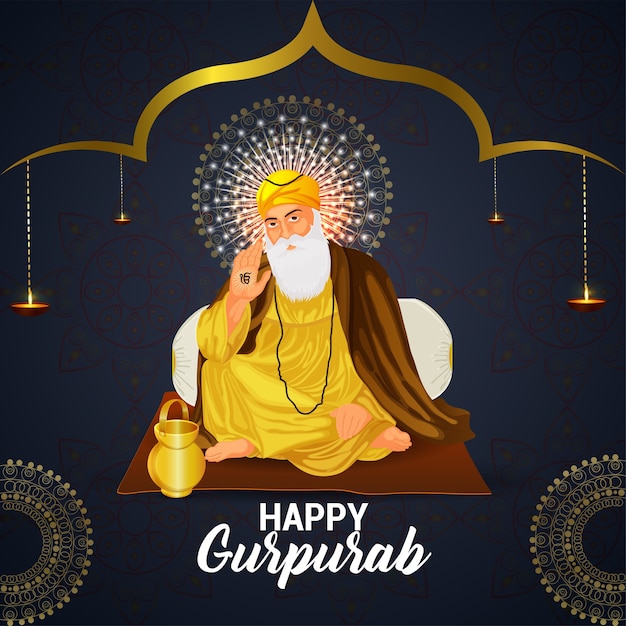 Illustratie van de eerste sikh-goeroe Guru Nanak Dev ji