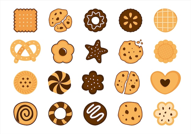 Illustratie van de elementen van zoete chocoladekoekjes