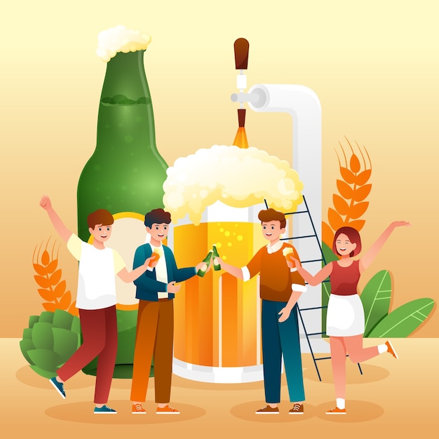 Vector illustratie van de internationale bierdag met kleurovergang