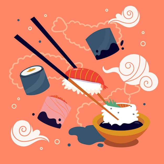 Illustratie van de internationale dag van de platte sushi