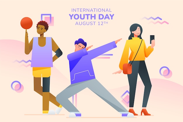 Illustratie van de internationale jeugddag met kleurovergang