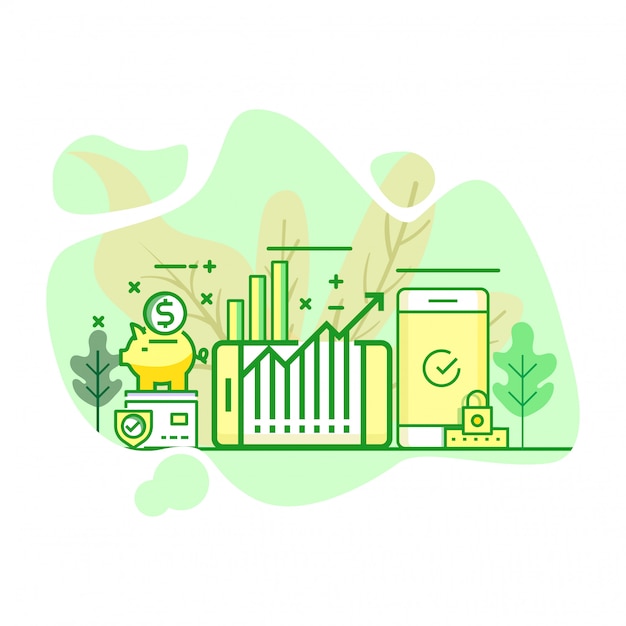 Vector illustratie van de investerings de moderne vlakke groene kleur