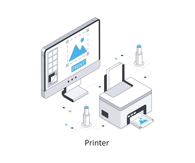 Illustratie van de isometrische voorraad van de printer EPS Illustratie van het voorraad van het bestand