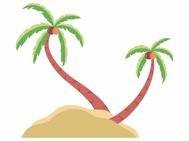 Illustratie van de kokosnootboom op het strand