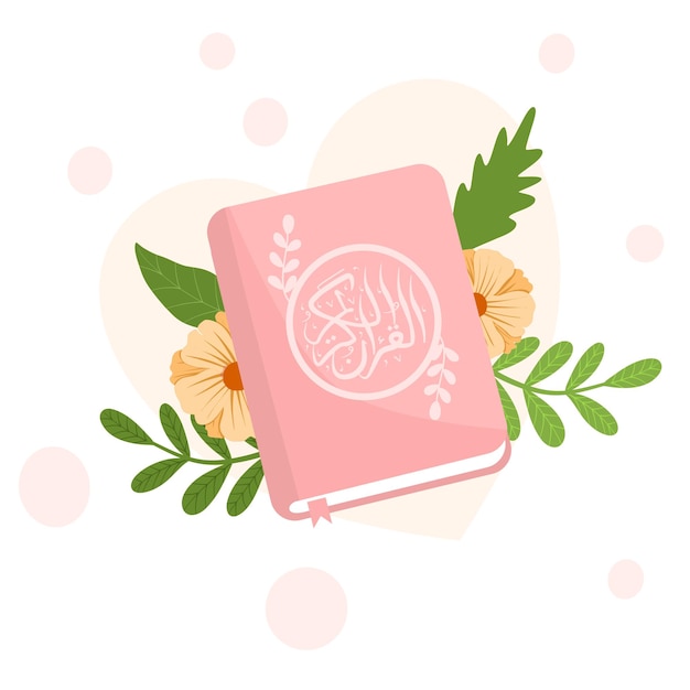 Vector illustratie van de koran met arabische kalligrafie